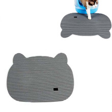 Non-Slip Cat Litter Mat Soft-Touch Pet Food Catcher Gray