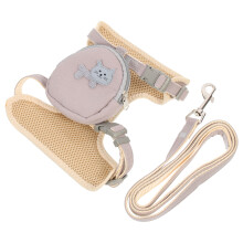 5Pcs Adjustable Grey Cat Harness Leash Set Outdoor Kitten Walking Rope