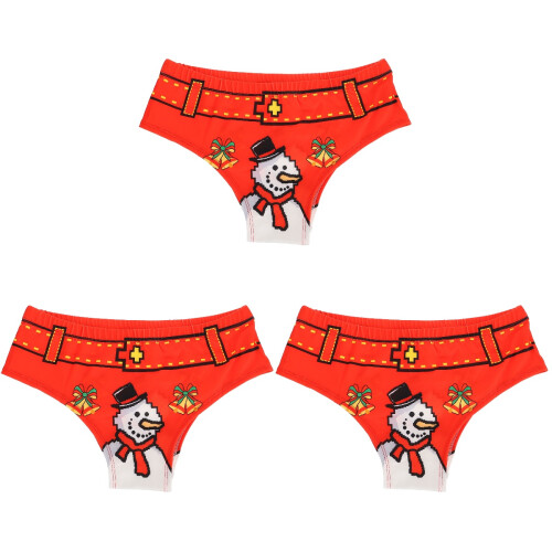 3 Pcs Christmas Theme Printed Breathable Women's Triangle Underpants 2