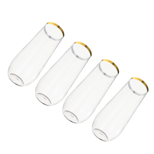 4 Unidades Plástico Para Champanhe Transparente Descartável