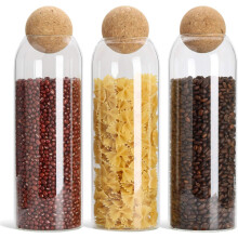 Contenitore per alimenti in vetro con tappo in sughero naturale, barattoli ermetici in vetro borosilicato ad alta trasparenza per tè, caffè,