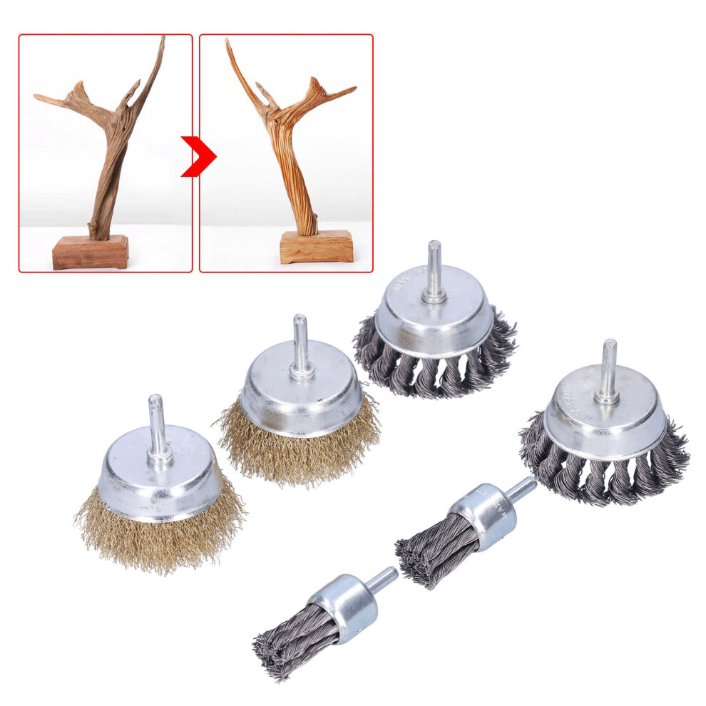 6Pcs Steel Twisted Wire Brush Set For Deburring, Rust Removal & Grinding 6901359629055