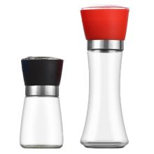 Elegante Gewürzflasche, durchsichtiger, robuster Glaskörper, manuelle Griffe, Salz- und Pfeffermühle aus Glas, innovatives Design für Küche,