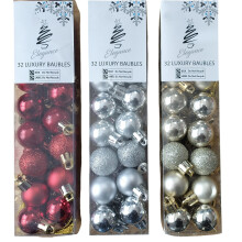 3 Packs Mini Baubles Red Gold Silver