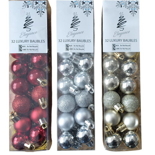 3 Packs Mini Baubles Red Gold Silver