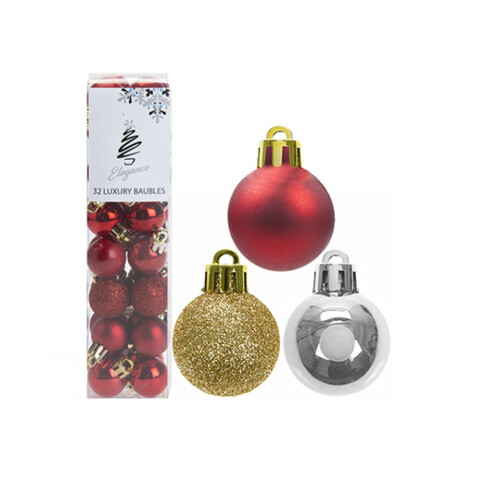 3 Packs Mini Baubles Red Gold Silver 1