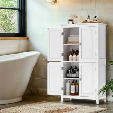 (White) Bathroom Cabinet, Bathroom Storage Unit, Kitchen Cabinet, Freestanding Cabinet, Adjustable Shelf