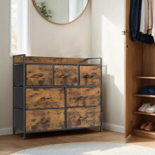 Rustic Brown & Black Industrial Chest of Drawers, 7 Drawers