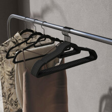 Velvet Hangers, Set of 50 Clothes Coat Hangers, Non-Slip, with Tie Bar and 360?? Swivel Hook, Space-Saving, 0.6 cm Thick