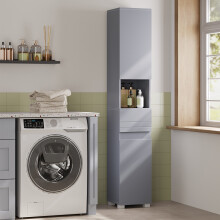 (Mystic Grey) Tall Bathroom Cabinet, Slim Storage Cabinet, Narrow Cupboard, Bathroom Storage Unit, with a Drawer, Adjustable Shelves