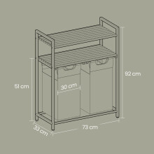 92L Dual Compartment Laundry Sorter with Shelves