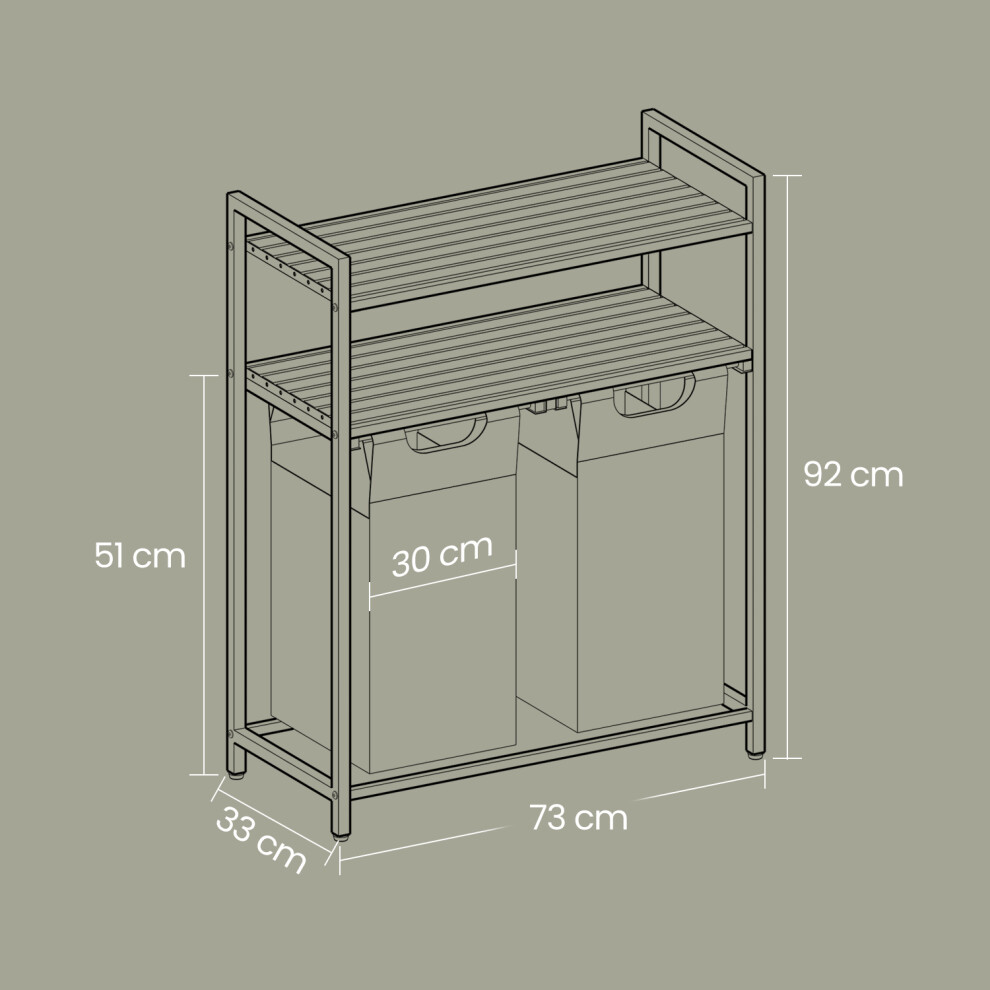 Vasagle 92L Dual Compartment Laundry Sorter With Shelves