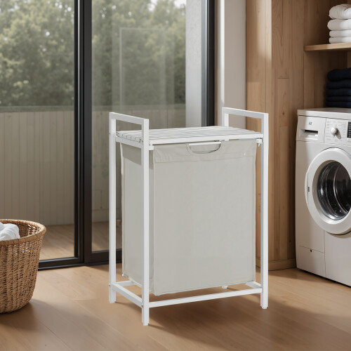VASAGLE Compact 65L Laundry Basket with Slatted Shelf