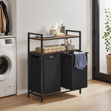 Dual Bag Laundry Sorter with Shelves - Easy Assembly