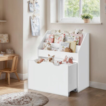 (Cloud White) Toy Organiser, Children s Bookshelf with 3 Shelves,Storage Box with Wheels, Multipurpose, for Children's Room