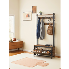 Coat Rack with Shoe Storage, Hall Tree with Bench, 9 Hooks and Top Shelf, for Hallway, Bedroom, Industrial Style