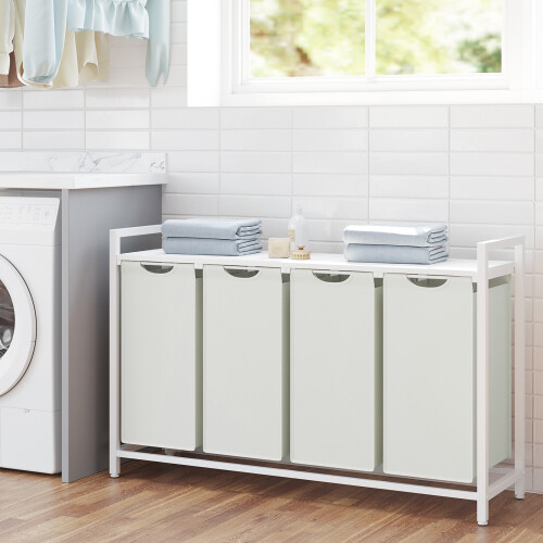 VASAGLE (115.6x33x72.5cm, White) Laundry Basket, Laundry Hamper, Laundry Sorter 2