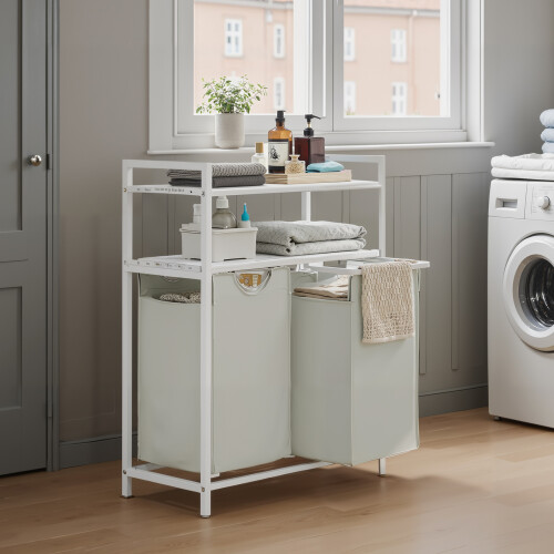 VASAGLE (73x33x92cm, White) Laundry Basket, Laundry Hamper, Laundry Sorter 1