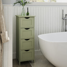 (LaurelGreen) Bathroom Floor Storage Cabinet, Bathroom Storage Unit with 4 Drawers, Bathroom Cabinet Freestanding