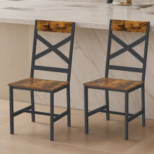 Set of 2 Dining Chairs, Rustic Accent Chairs for Dining Room, Steel Frame, for Kitchen, Living Room, Dining Room