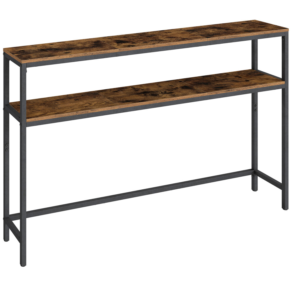 Vasagle (Rustic Brown, Ink Black) Console Table For Hallway, 2-Tier Slim Sofa Table, Hallway Table With 2 Shelves, For Living Room, Bedroom Black,Brown