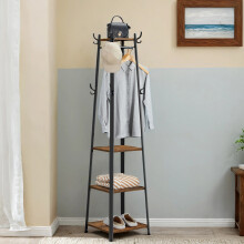 Industrial Coat Rack with Shelves and Hooks for Entryway
