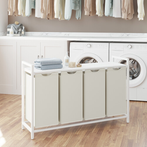 VASAGLE (115.6x33x72.5cm, White) Laundry Basket, Laundry Hamper, Laundry Sorter 1