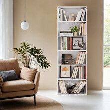 VASAGLE Bookcase, 6-Tier Bookshelf, Open Storage Shelf, Shelving Unit, 24 x 60 x 178.5 cm, for Living Room, Home Office, Dinning Room, Cloud White