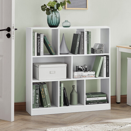 VASAGLE Modern White Bookcase with Versatile Storage