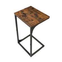 (Rustic Brown, Black) C-Shaped Side Table, Bedside Table, Sofa Side Table, with Metal Frame, Industrial