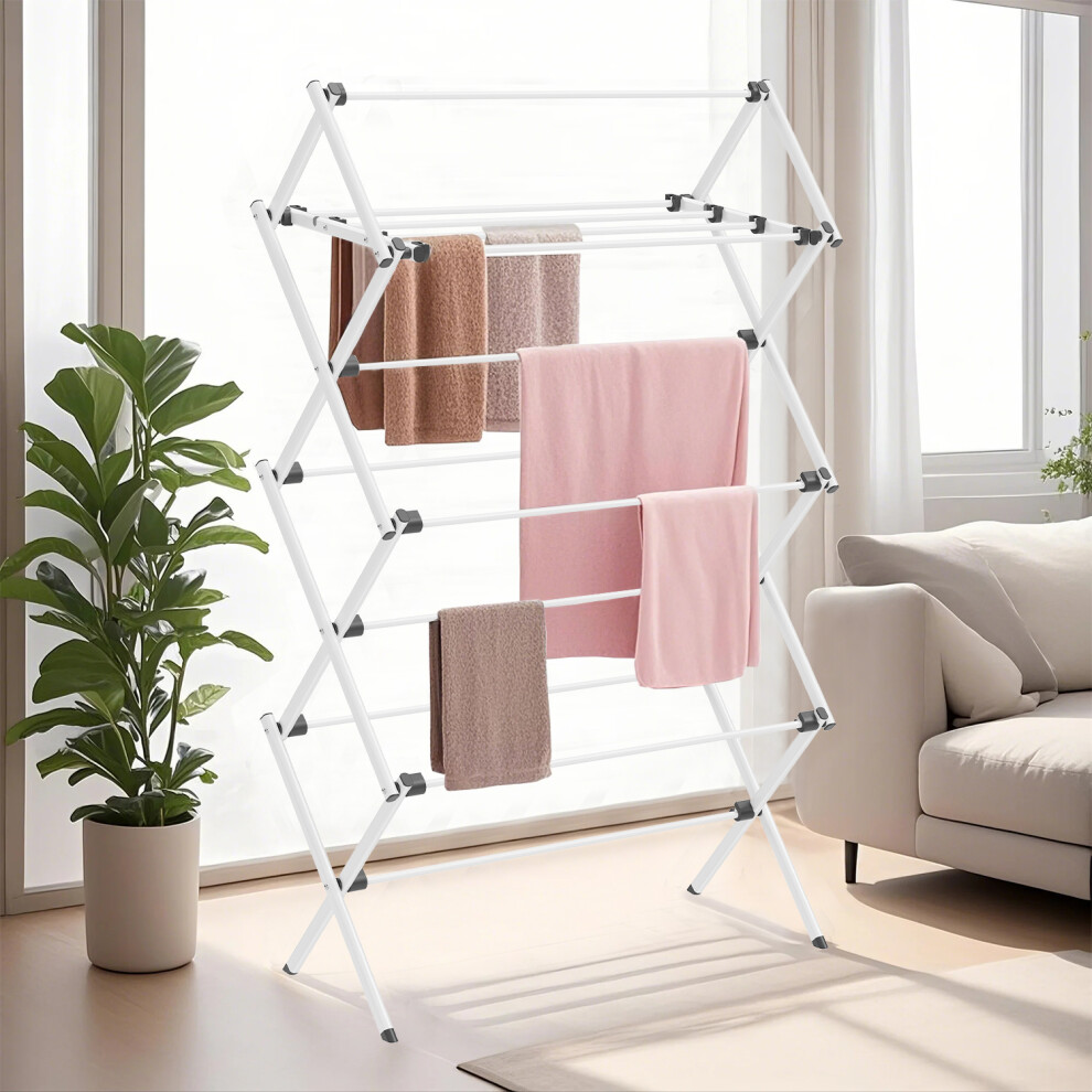 Songmics Foldable Clothes Airer, Clothes Drying Rack, Compact Clothes Horse Dryer, Laundry Rack, 37 X 75 X 135.1 Cm