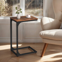 VASAGLE C-Shaped Side Table, Bedside Table, Sofa Side Table, Coffee Table, with Metal Frame, Industrial, for Living Room, Bedroom, Rustic Brown and