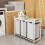 VASAGLE 3-Compartment Laundry Basket with Slatted Shelf & Liners 3