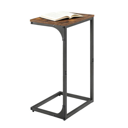 VASAGLE (Rustic Brown, Black) C-Shaped Side Table, Bedside Table, Sofa Side Table, with Metal Frame, Industrial 2