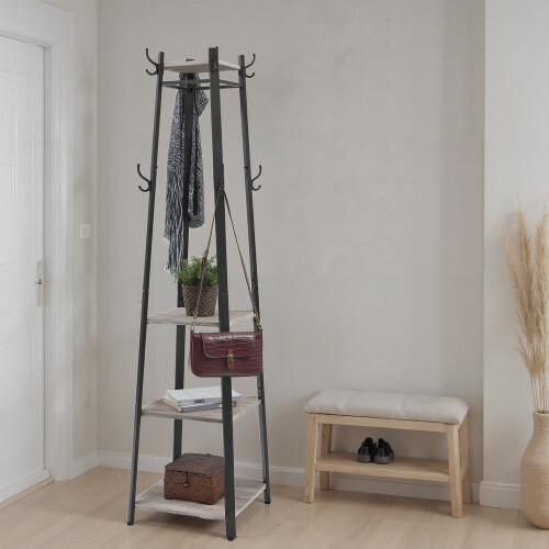 VASAGLE Industrial Coat Rack with Shelves & Hooks for Small Spaces 2
