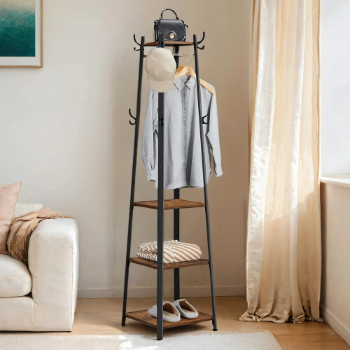 VASAGLE Industrial Coat Rack with Shelves and Hooks for Entryway 2