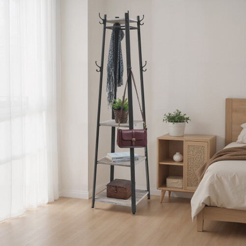 VASAGLE Industrial Coat Rack with Shelves & Hooks for Small Spaces 1