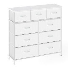 Drawer Dresser, Chest of Drawers, 9 Non-Woven Fabric Drawers, for Bedroom, Closet, White