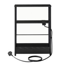 Side Table with Charging Station, 3-Tier Narrow End Table, Magazine Rack, for Living Room, Bedroom, Study, Black