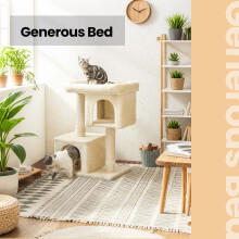 (Beige) Cat Tree, 84 cm Cat Tower, L, Cat Condo for Large Cats up to 7 kg, Large Cat Perch, 2 Cat Caves, Scratching Post, Smoky Grey PCT61G