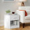 VASAGLE Modern Minimalist White Bedside Table with Drawer 2