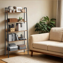 Ladder Shelf, 5-Tier Narrow Shelf, Bookshelf for Home Office, Living Room, Bedroom, Kitchen, Industrial