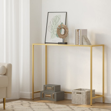 Console Table, Side Table, Tempered Glass Tabletop, Modern Sofa Table, Adjustable Feet, for Living Room, Hallway