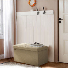Storage Ottoman Bench, 38 x 76 x 38 cm, End of Bed Bench, Storage Chest, for Living Room, Bedroom, Entryway