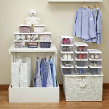 Set of 8 Shoe Boxes, Stackable Shoe Storage Organiser with Lids, Containers, Sizes up to 7.5, Transparent