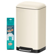 Kitchen Bin, 8 Gallon (30L) Rubbish Bin, Steel Pedal Bin with Lid and Inner Bucket, Soft Close