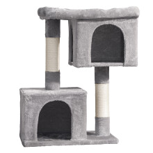 Light Grey Cat Tree with Sisal, Plush, Anti-Tip Kit