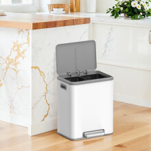 Kitchen Bin, 2 x 4 Gal. (2 x 15 L) Double Bin for Recycling and Waste, Rubbish Bin, Inner Buckets, Steel