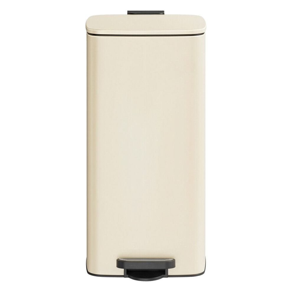 Songmics Trash Can, 8-Gallon Trash Bin, Stainless Steel Kitchen Garbage Can, Sand Beige