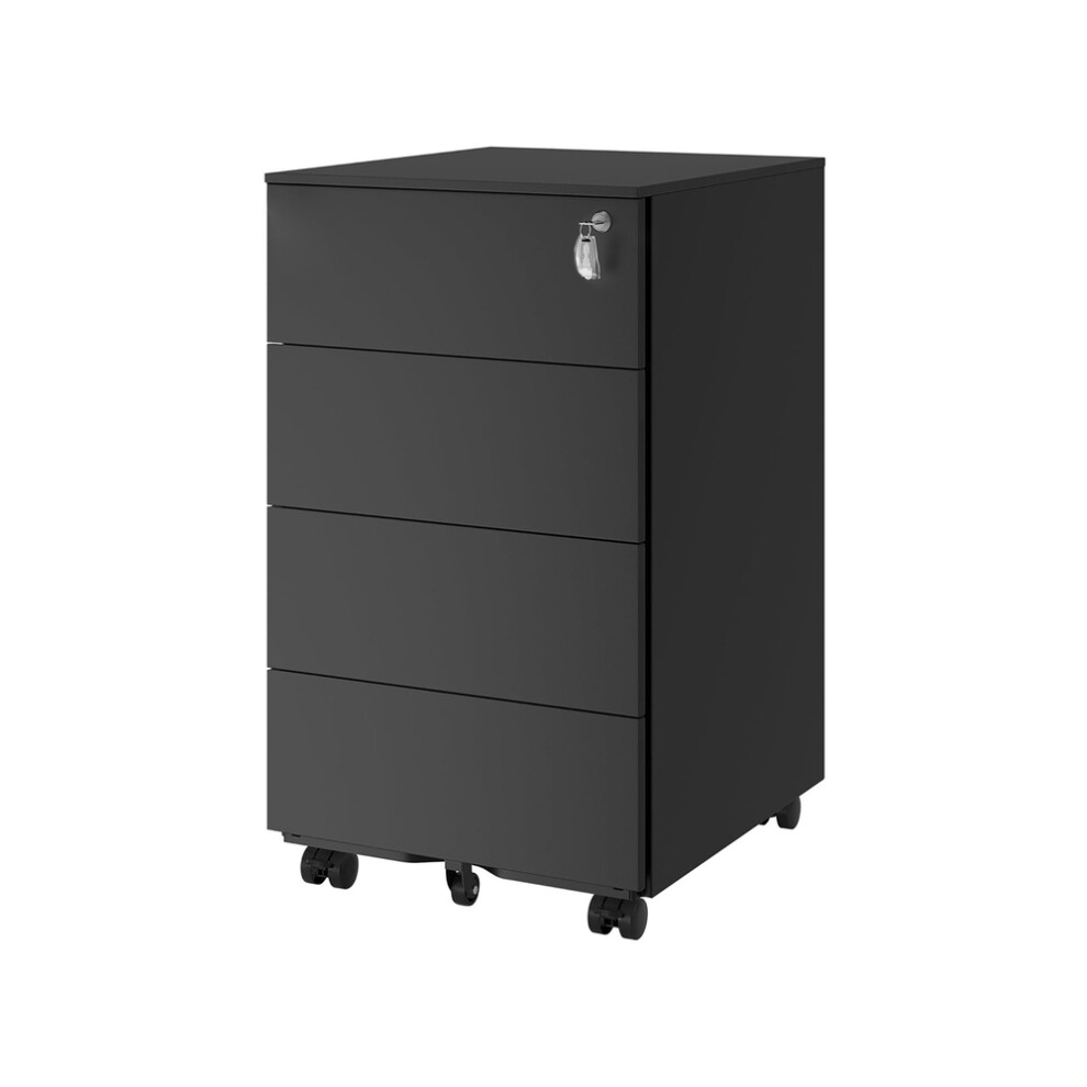Songmics Mobile File Cabinet, Lockable, With 4 Drawers, Hold Documents, Stationery, Pre-Assembled, For Office, Home Office